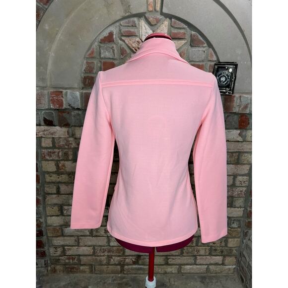 Jacket Vintage 1970sdouble knit polyester pink zip front - Picture 6 of 10